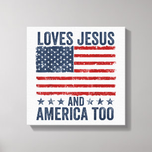 Impressão Em Tela Ama Jesus e a América Também Deus Cristão 4 de J