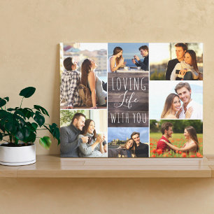 Impressão Em Tela Amando a vida com você 7 Foto Colagem - Madeira R