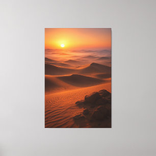 Impressão Em Tela Amanhecer no Deserto Árabe Dourado – Paisagem Cine