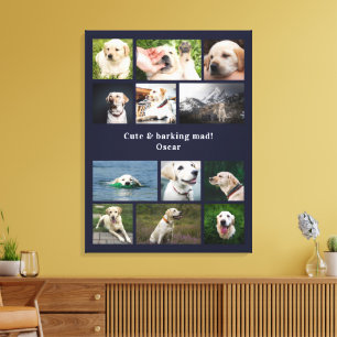 Impressão Em Tela Amante de Cachorro Personalizado Colagem de 12 Fot