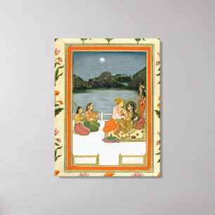 Impressão Em Tela Amantes em um terraço por um lago enluarada, da