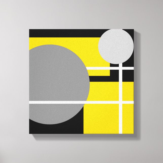 Impressão Em Tela Amarelo Cinza Preto Branco Moderno (Frente)