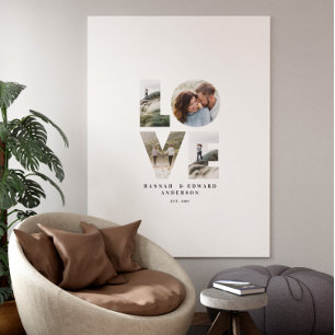 Impressão Em Tela Ame 4 foto-moderno presente personalizado mínimo