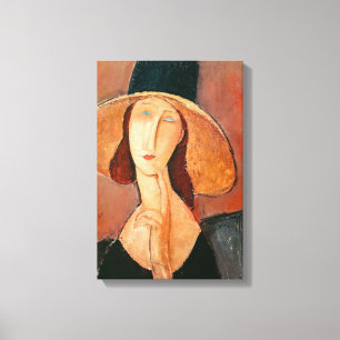 Impressão Em Tela Amedeo Modigliani - Jeanne Hebuterne em Grande Cha