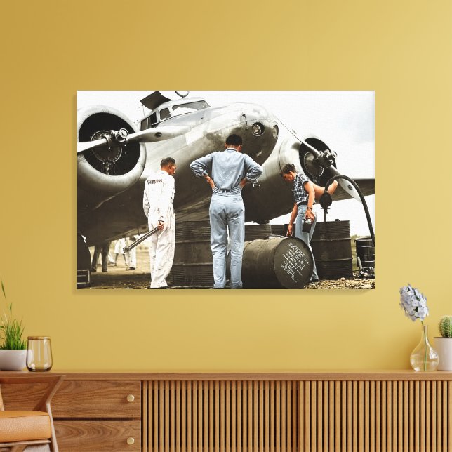 Impressão Em Tela Amelia Earhart Lockheed Modelo 10 Electra 1937 Rem (Insitu(Sala de estar))