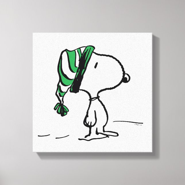 Impressão Em Tela Amendoins | Boné de Neve Verde Snoopy (Frente)
