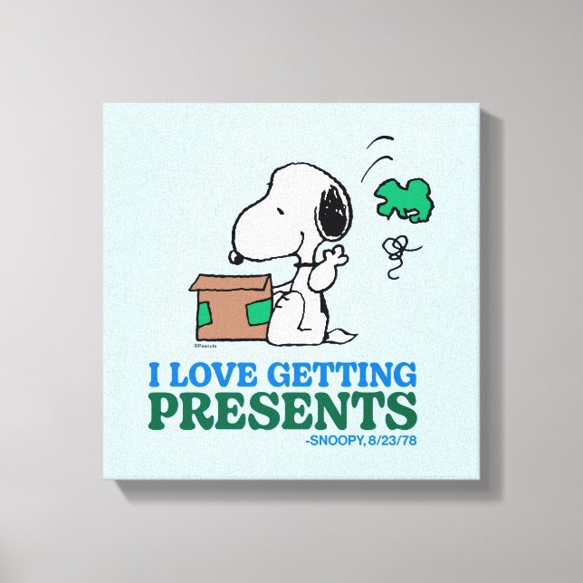 Impressão Em Tela Amendoins | Snoopy I Love Getting Present (Frente)