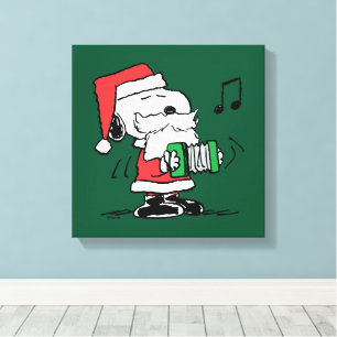 Impressão Em Tela Amendoins Snoopy Santa Claus Accordian