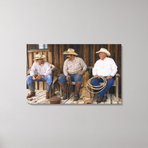 Impressão Em Tela America do Norte, EUA. Vaqueiros que relaxam e