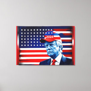 Impressão Em Tela American Donald Trump 2024 Flag