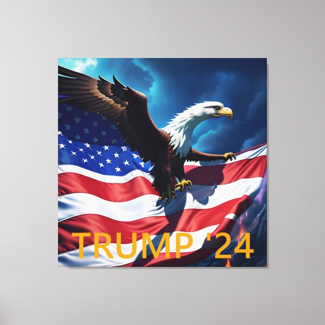 Impressão Em Tela American Flag American American Eagle TRUMP 2024 (Frente)