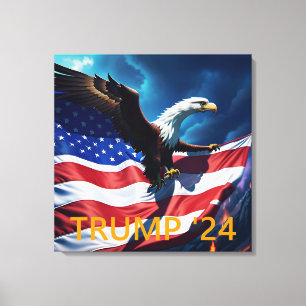 Impressão Em Tela American Flag American American Eagle TRUMP 2024