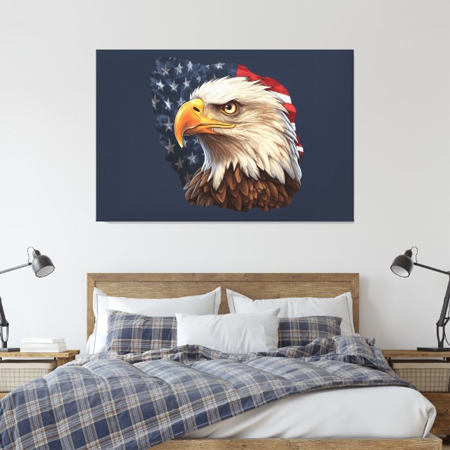 Impressão Em Tela American Flag Bald Eagle (Insitu(Quarto))