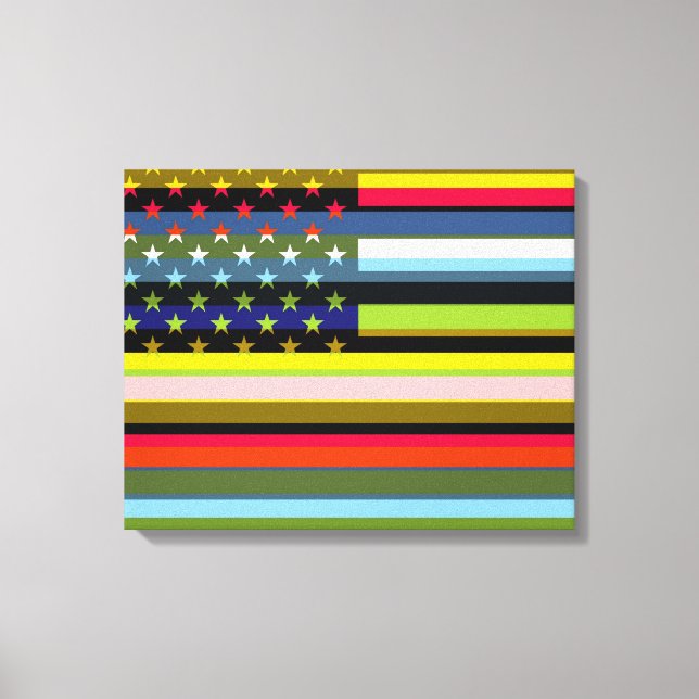 Impressão Em Tela American Flag Pop Art 6° (Frente)