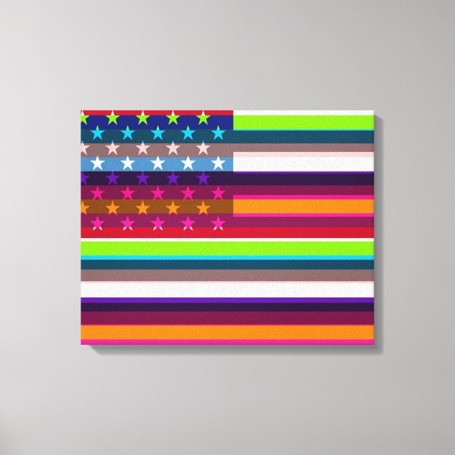 Impressão Em Tela American Flag Pop Art 7° (Frente)