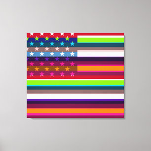 Impressão Em Tela American Flag Pop Art 7°