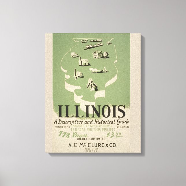 Impressão Em Tela American Guide Series Volume Em Illinois. (Frente)