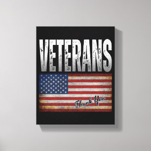 IMPRESSÃO EM TELA AMERICANOS FLAG VETERANS, OBRIGADO A 4 DE JULHO