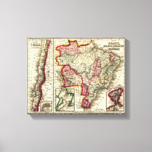 Impressão Em Tela AmericaPanoramic sul MapSouth América 2