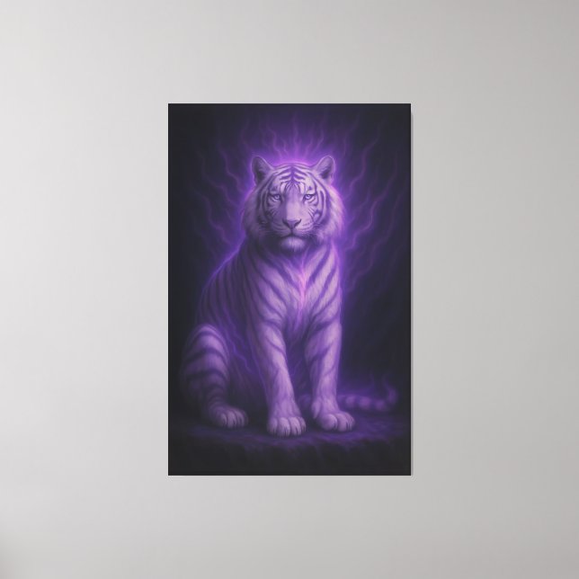 Impressão Em Tela Amethyst Aura White Tiger – Mystic Purple Divine F (Frente)
