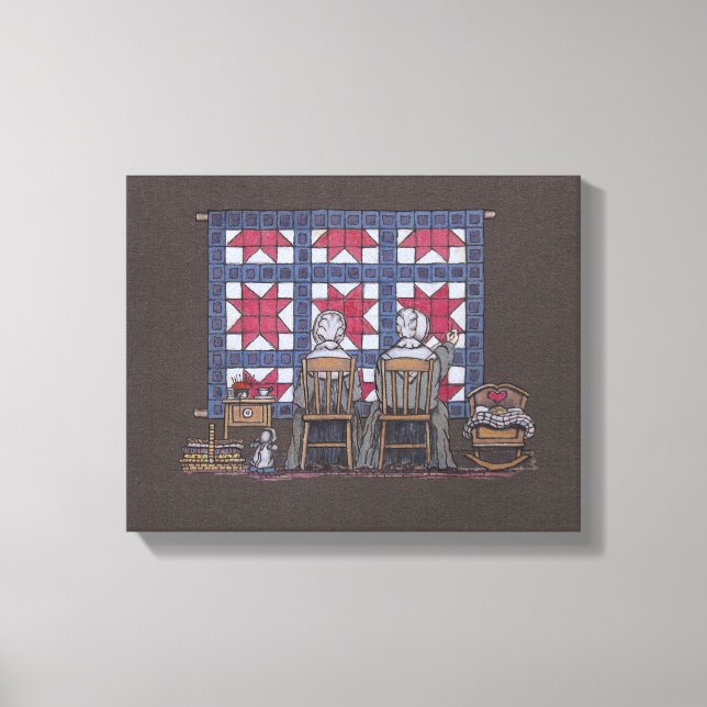 Impressão Em Tela Amish Women Quilling (Frente)