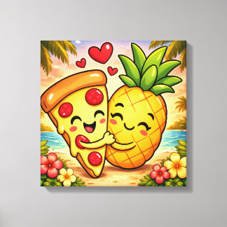 Impressão Em Tela Amor à Primeira Fatia - Pizza Encontra Abacaxi