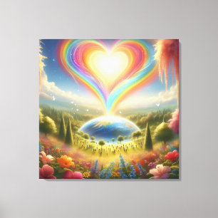 Impressão Em Tela Amor Arco-íris em Todo o Mundo numa Parede