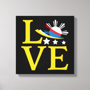 Impressão Em Tela Amor - Arte de Tipografia Filipina Flag
