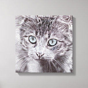 Impressão Em Tela Amor de Gatinho Gatinho Fofo com Olhos Azuis Lumin
