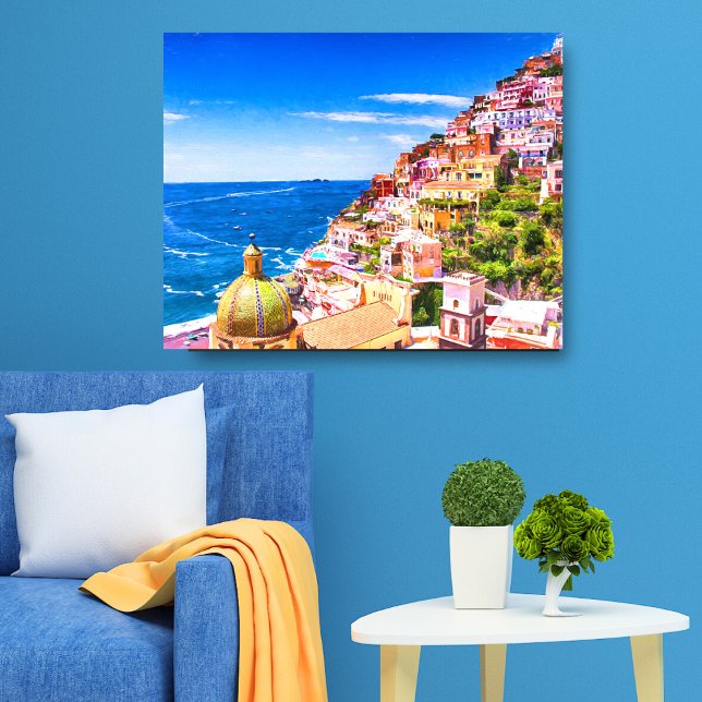 Impressão Em Tela Amor De Positano Itália Tela Enrolada (Decorate your walls with this beautiful oceanscape. )