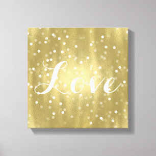 Impressão Em Tela Amor Dourado e branco sonhador de Bokeh dos