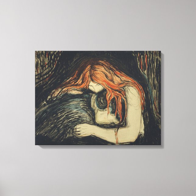 Impressão Em Tela Amor e Dor (O Vampiro) (por Edvard Munch) (Frente)