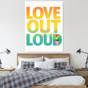 Impressão Em Tela Amor em Voz Alta Tipografia Retro Orgulho Design