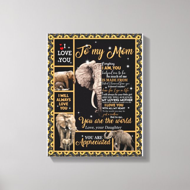 Impressão Em Tela Amor, mãe | Carta À Minha Mãe, Você É O Mundo (Frente)