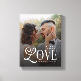 Impressão Em Tela Amor Moderno Foto de Casamento Personalizado Monog