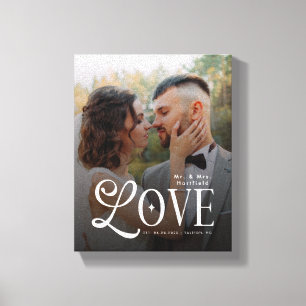 Impressão Em Tela Amor Moderno Foto de Casamento Personalizado Monog