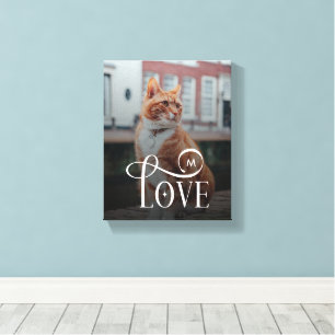 Impressão Em Tela Amor Moderno Monograma de Foto de Gatos Personaliz