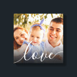 Impressão Em Tela Amor personalizado com script de fotos<br><div class="desc">Personalize com sua foto favorita,  apresentando uma bela fonte de script branco com a palavra amor,  criando uma memória e um presente únicos. Um guardião do tesouro! Projetado por Thisnotme©</div>