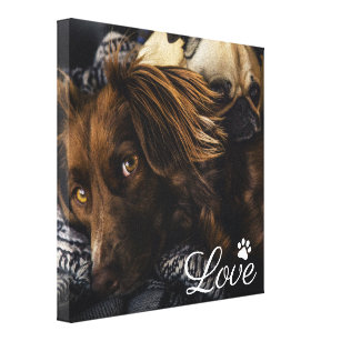 Impressão Em Tela Amor personalizado do cão de estimação   Pawprint