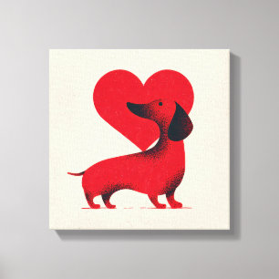 Impressão Em Tela Amor por Dachshund – Design de Coração de Cachorro