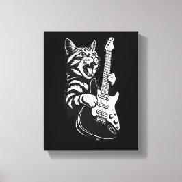 Impressão Em Tela Amor por Música Legal | Gato de Rock Tocando Guita
