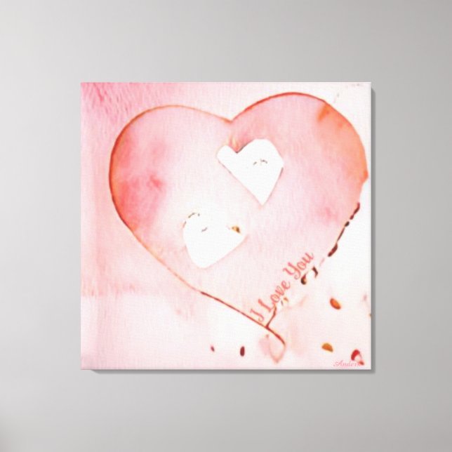 Impressão Em Tela Anders Artiont - "Corações Flutuantes" (Frente)