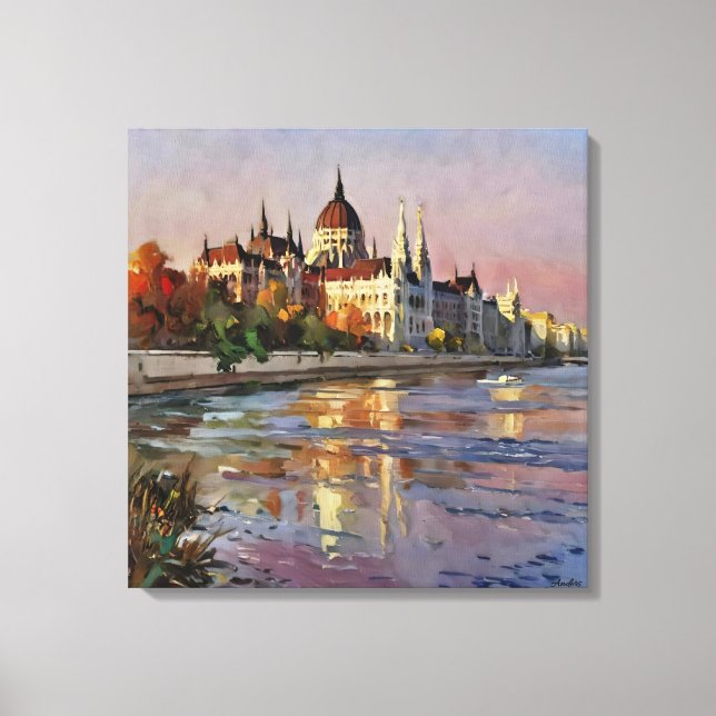 Impressão Em Tela Anders Artiories"Sunset Over Budapest" (Frente)