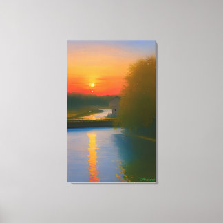 Impressão Em Tela Anders Artioti* Dusk Cai Em Uma Via Navegável