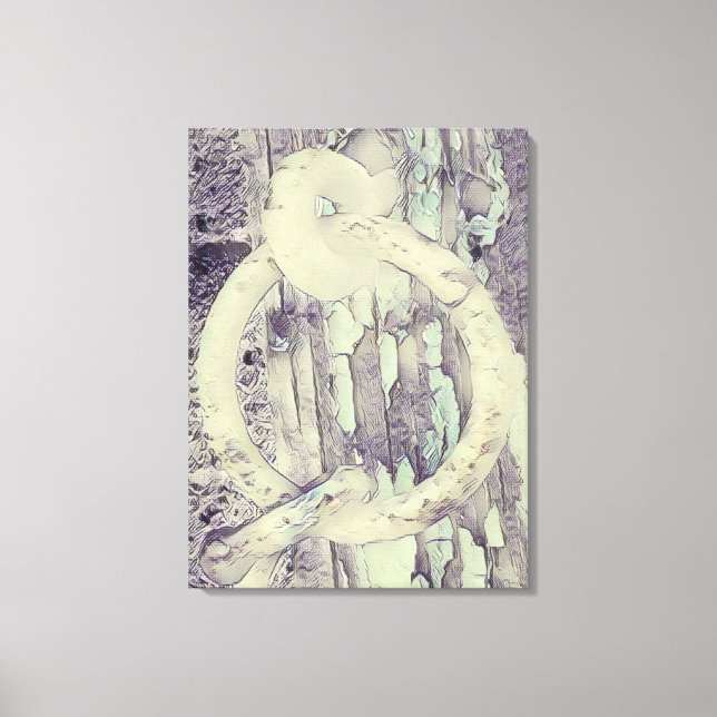 Impressão Em Tela anel e gancho de cadeado antigo no estilo carvão (Frente)