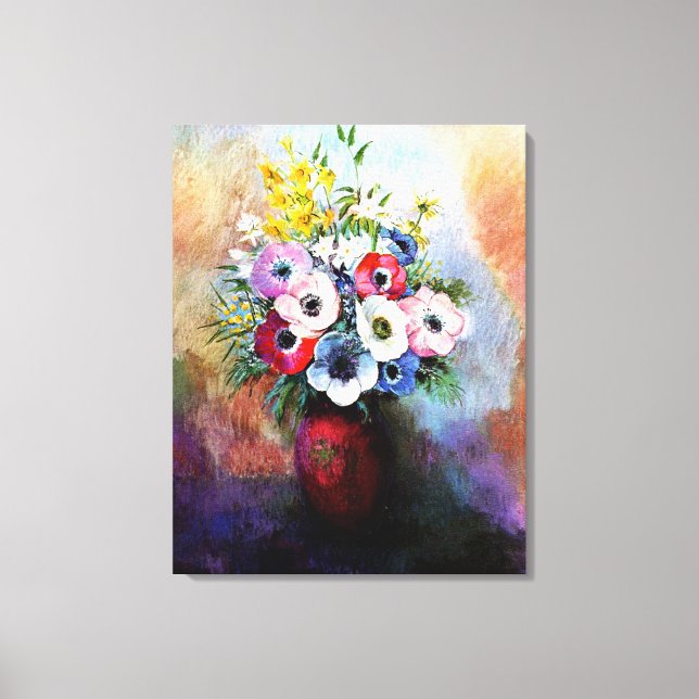 Impressão Em Tela Anêmonas - pintura de Odilon Redon,  (Frente)