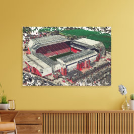 Impressão Em Tela Anfield Stadium Liverpool - Artistic Watercolour