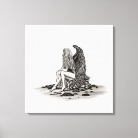 Angel, perdido no pensamento, Design preto e branc