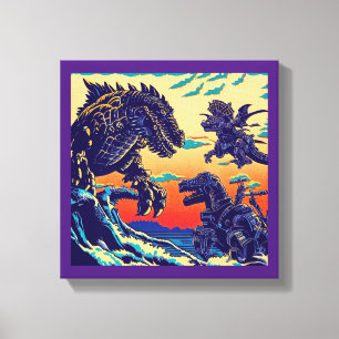 Impressão Em Tela Animação Fantasy Dinosaur Robots - Corte 1