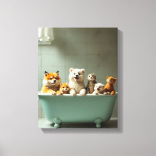 Impressão Em Tela Animais engraçados na banheira